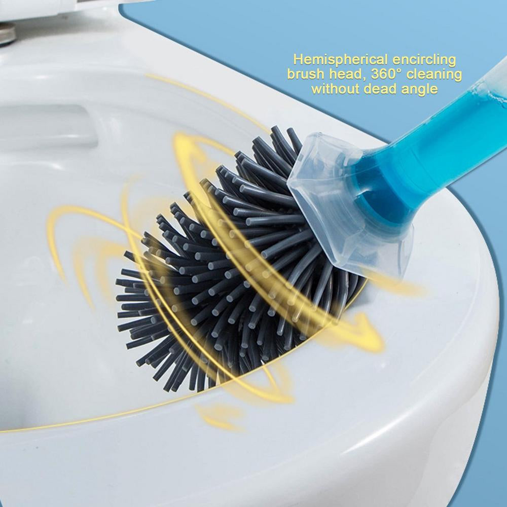 Silicone Toilet Brush with Refillable Handle Dispenser